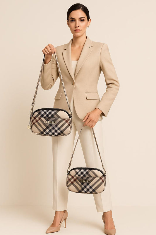 Ferisia : “Great Vibes” Signature Plaid Mini Shoulder Bag