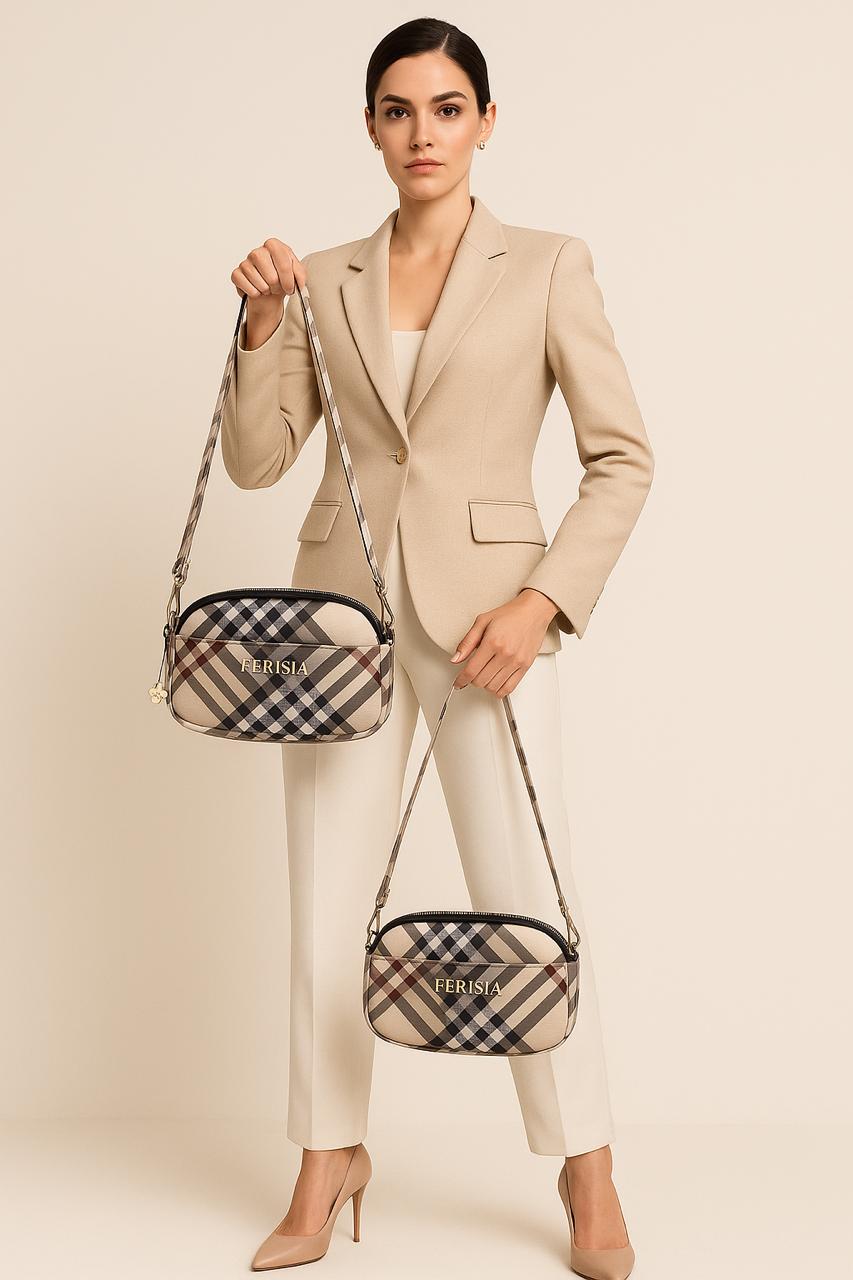 Ferisia : “Great Vibes” Signature Plaid Mini Shoulder Bag (limited edition)