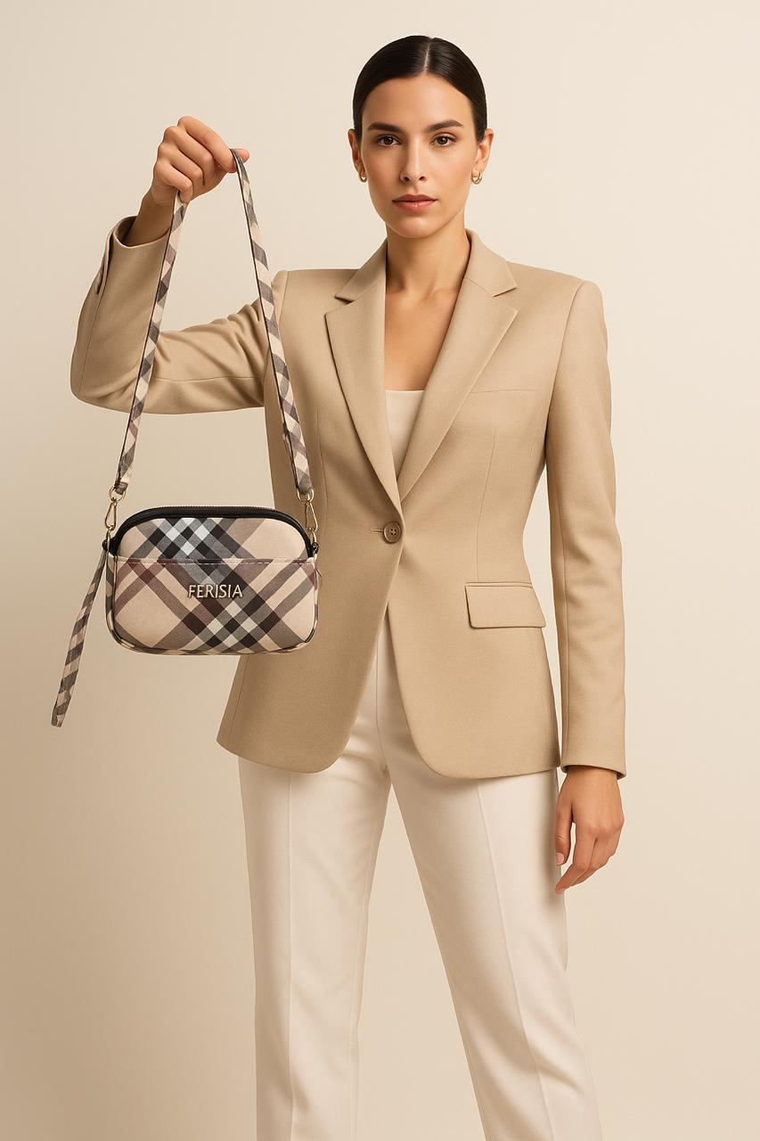 Ferisia : “Great Vibes” Signature Plaid Mini Shoulder Bag (limited edition)